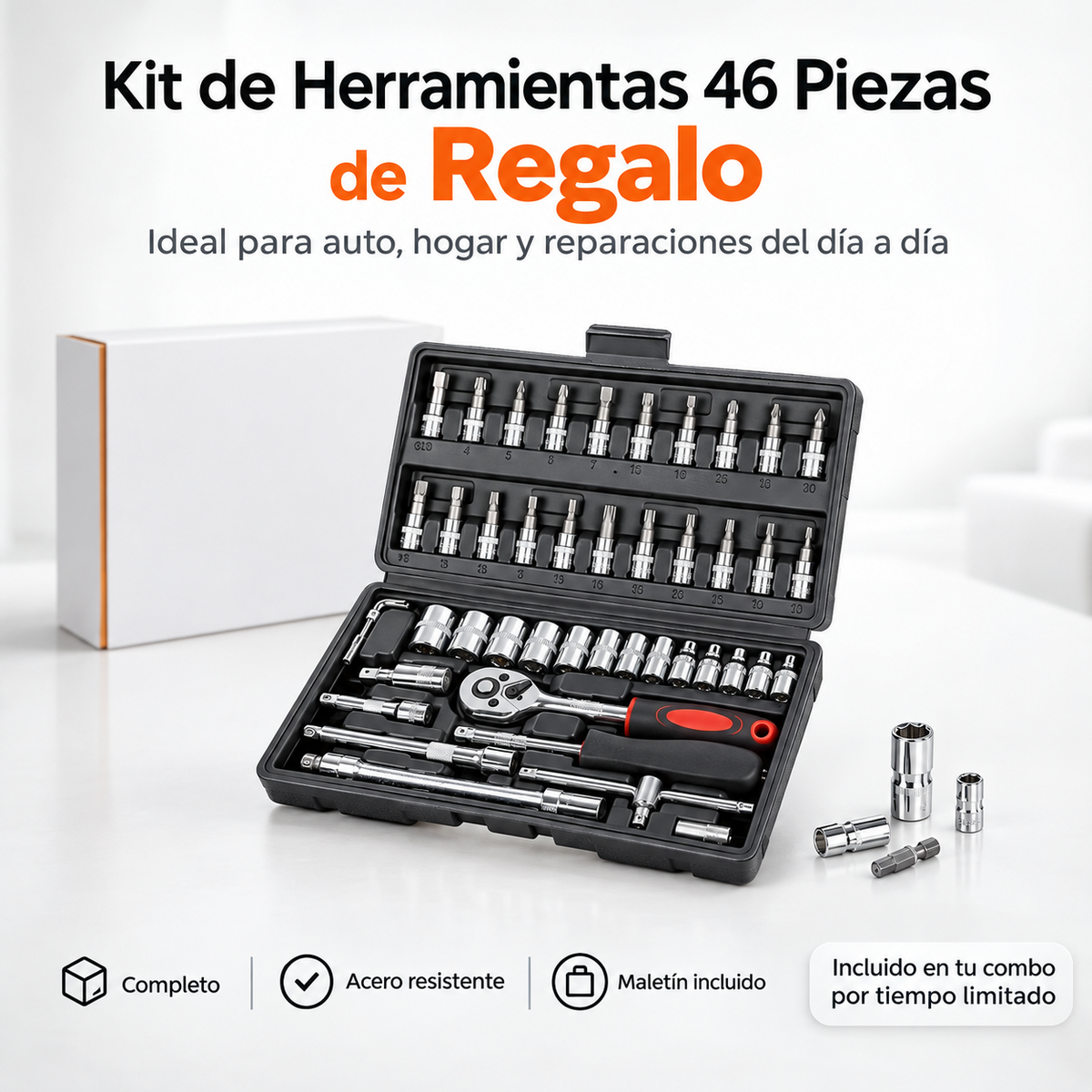 COMBO LIQUIDACIÓN: Hidrolavadora + (Kit de Herramientas 46 Pzs + Doble Batería + Maletín)